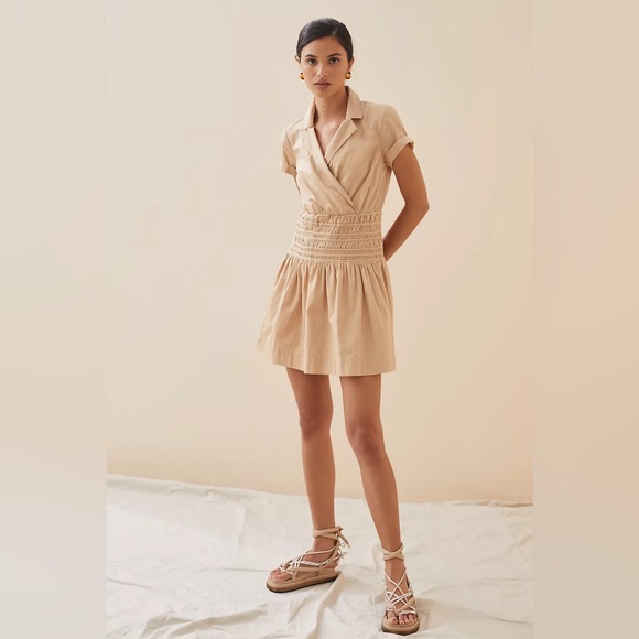 New Anthropology Smocked Surplice Mini Dress - Picture 3 of 5